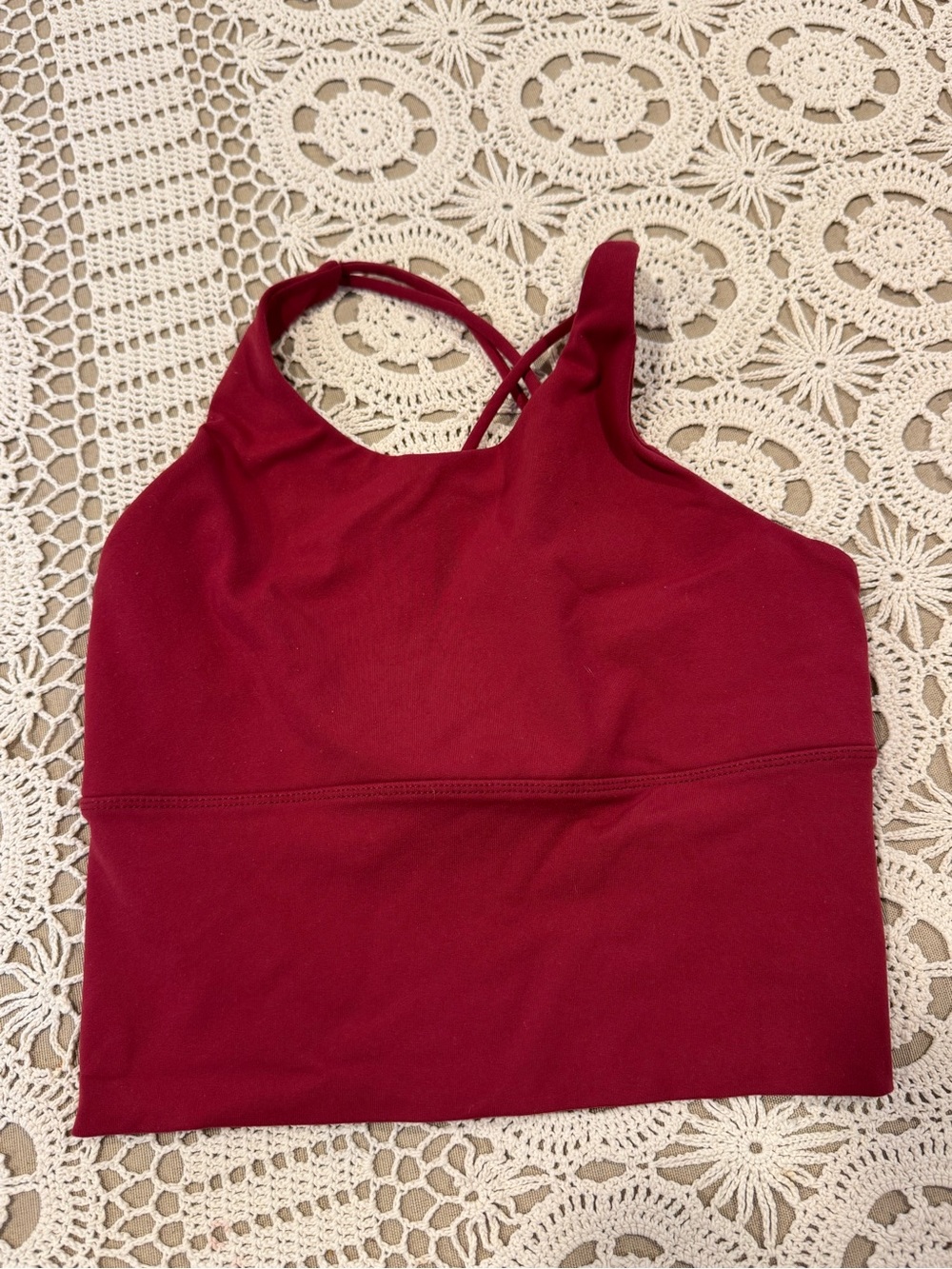 Women’s Seamless Strappy Sport Bra Crop Top - Burgundy